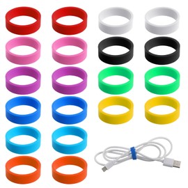 20 PCS Silicone Rubber Bands 0.8in Coloured Silicone Cable Ties Reusable Small Rubber Bands Strong Elastic Band for Wire Cord Cable Wrapping, Bundle
