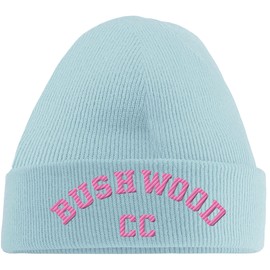 Hippowarehouse Bushwood CC (Pocket) Embroidered Beanie Hat Blue with Baby Pink Stitch