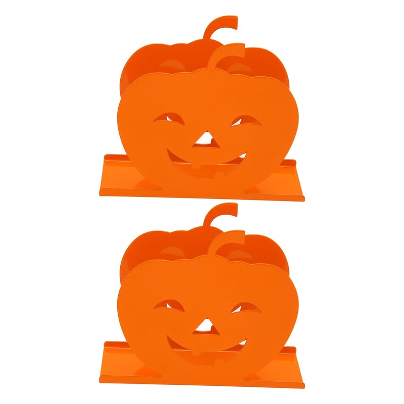 2pcs Cute Pumpkin Napkin Holder Durable Iron Paper Napkin Holder
