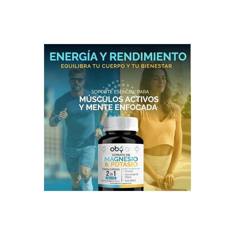 2 Pack Citrato de Magnesio y Potasio OBY | Minerales