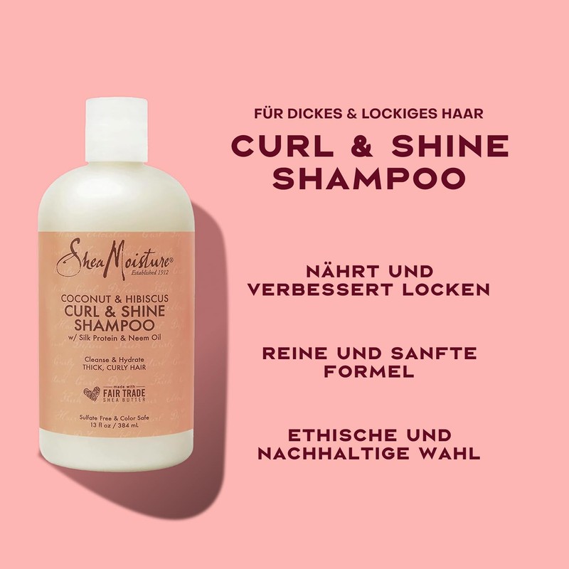 SheaMoisture Curl & Shine Shampoo for Thick, Curly Hair, Coconut