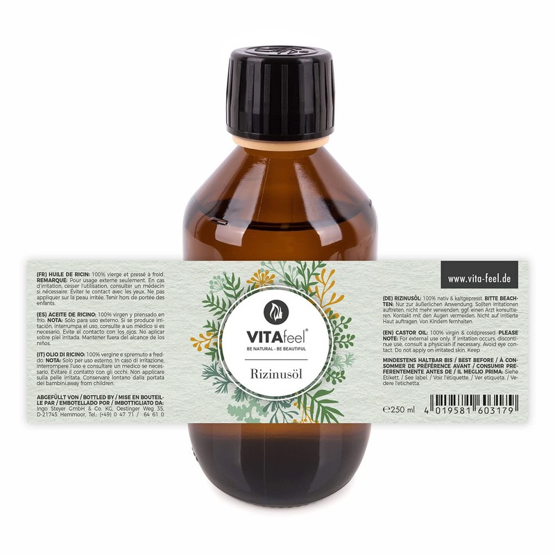 VitaFeel Castor Oil - 100% Cold Pressed Oil, 250 ml,