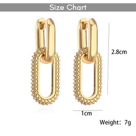 Hanaoops Hoop Earrings for Women Hanging Double Oval Hoop Earrings Hypoallergenic 14K Gold-Plated Geometric Jewellery, Alloy Steel