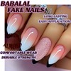 BABALAL Press on nails Almond Medium Fake Pink Nails Black