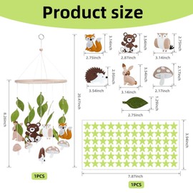 1 Piece of Felt Wind Chime and 1 Piece of Luminous Star Wall Sticker, Creative Wind Chime, Crib Wind Chime, Children's Room Decoration