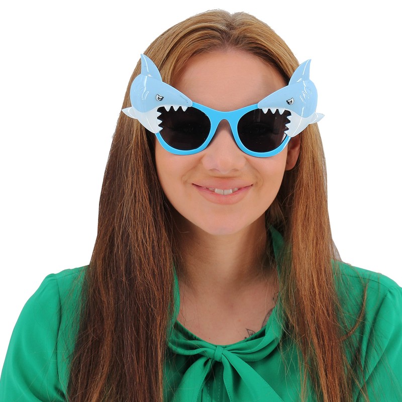 Pohotobooth Props Ltd Light Blue Shark Eating The Frame Sunglasses