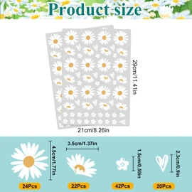 Daisy Bike Stickers, 2 Sheets Bike Frame Stickers Waterproof Bicycle Stickers Daisy Flower Stickers for Girls Bike Frame Decorative