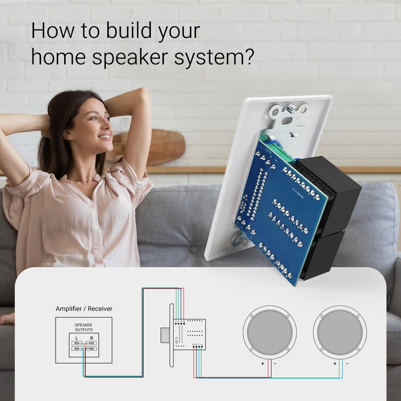 Herdio 100W Volume Control Knob for Speakers, Flush in Wall