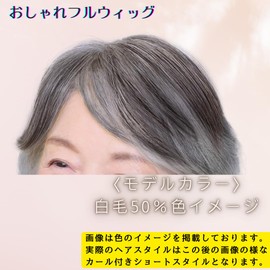 Fluffy Gray Wig, White Hair, Senior, Ciel, Full Wig, Heat Resistant, Short Gray Hair, Wig, Women's (50% White Hair)