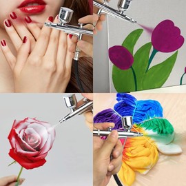 Hotorda 0.3mm Dual Action Airbrush Kit with Three Different Capacity Cups(6CC,20CC,40CC) Portable Airbrush Set Model AB-131 for Commercial Arts, Illustrations, Photo Retouching, Hobby and Crafts