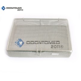 OdontoMed2011 Instrument Tray and Mesh Perforated Baskets Sterilization Tray 9" X 6.25" X 1.5" with Lid Stainless Steel, OD2011-DN-313