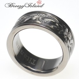 [BreezyIsland] Hawaiian Jewelry Ring Hawaiian Scroll Titanium 8mm Width, Titanium