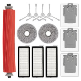 (13 Pack) QRevo S Replacement Parts Compatible with Roborock Qrevo S, Qrevo Pro, Qrevo MaxV, QRevo Plus Robot Vacuum, 1 Roller Brush, 4 White Side Brushes, 3 Dust Bags, 3 HEPA Filters, 2 Mop Pads