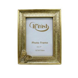 Generic 5x7 Antique Gold Butterfly Picture Frame Vintage Photo Frames 5 x 7 for Tabletop Display and Wall Mount Vertical Horizontal