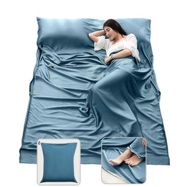 MongByYa Sleeping Bag Liner Lightweight Compact Sleeping Bag Sack Portable Clean Travel Sheet Camping Sleep Sheet for Backpacking Hotel Hiking (Mystic Blue, 82.7'' X 45.3'')