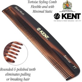Kent 7T Fine Tooth Comb Parting Comb for Hair Care - Hand-Sawn Gentle Gliding Dresser Comb for Dandruff Hair Comb/Kent's Handmade Pocket Combs for MenCombs for Women/ Kent Saw Cut Hair and Mustache
