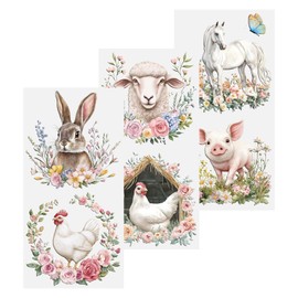 HICOHAND Rub on Transfers for Crafts, 3 Sheets Cute Animals Theme Rub on Transfer Stickers for Wood Farbic DIY Home Office Decoration