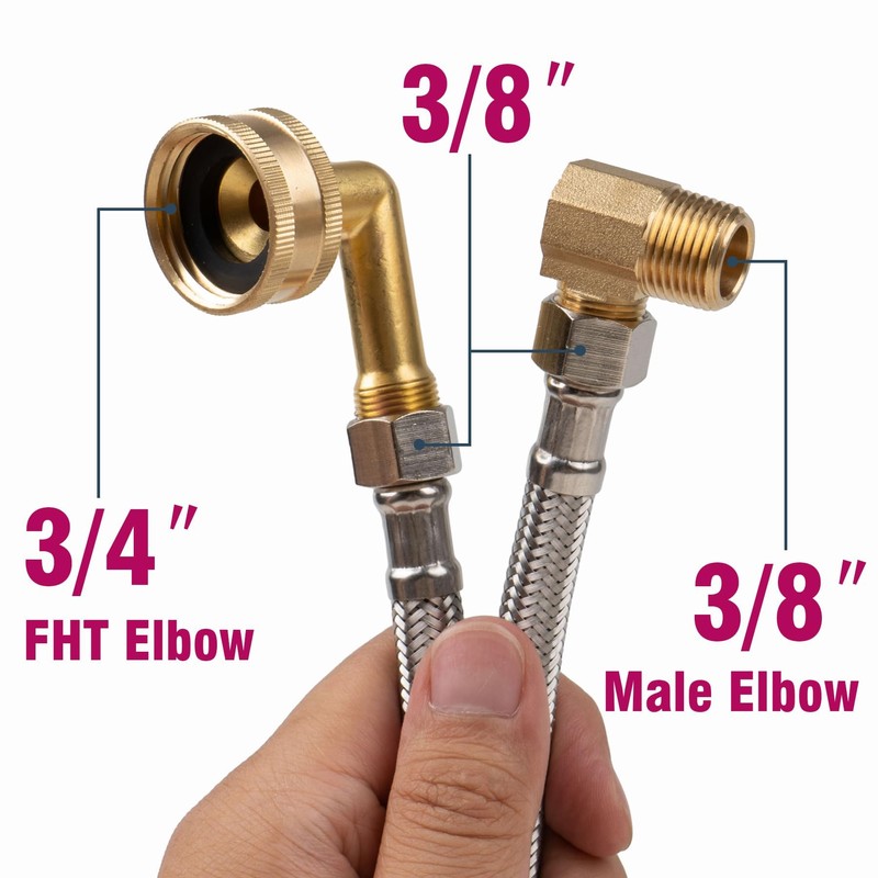 Dishwasher Installation Kit, 3/8 Inch Compression, 3/8 Inch MIP Elbow,