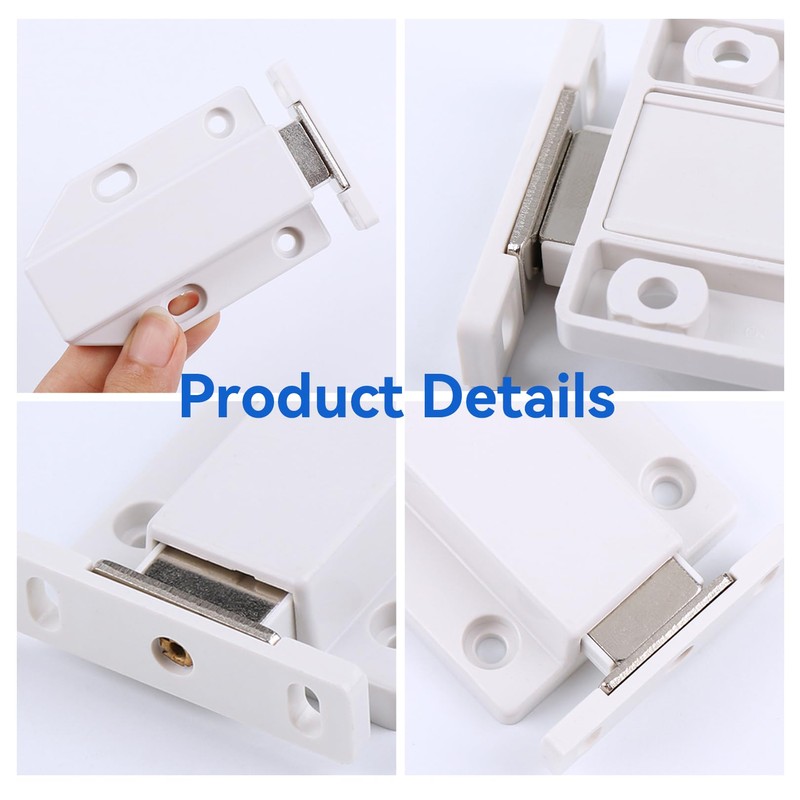 2 Pcs White Push to Open Door Catches,Spring Release Push