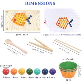 NOREO Montessori Wooden Game - Educational Toy 3, 4, 5, 6 Years - Hand Exercises and Motor Skills - Colour Learning - Creative Puzzle for Girls and Boys