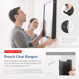 Heavy Mirror Mounting Hardware Mirror Hanger Z Clips 32 Inch 2 Pairs French Cleat Aluminum Alloy Mirror Picture Frame Hanging Kit Mirror Brackets for Wall Mounting Heavy Duty 200LB Max Load