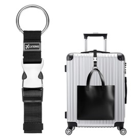 M METERXITY 1-Pack Add A Bag Luggage Strap, Adjustable Suitcase Belt for Connecting Luggage/Backpack/Jacket, Carry Strap with Ring Buckle [Black]