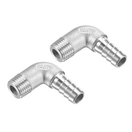 M METERXITY 2 Pieces Hose Fittings - 90 Degree Elbow Stainless Steel 10mm Pipe Connector for Hydrofuel (G1/4 Male Pipe)