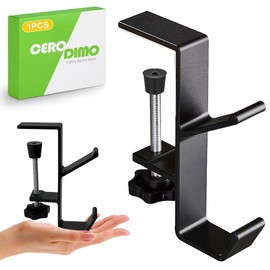 CeroDimo 1 PCS Portable Desk Bag Hook Clamp-On, Under Desk Purse & Backpack Holder, Table Mount Hanger for Handbags, Backpacks, Headphones – Reduces Desk Clutter, Black