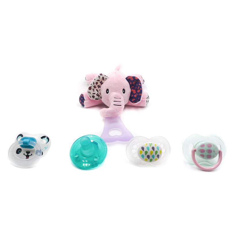 ティーレックス NISSI & JIREH 5in1 おしゃぶりホルダー ピンクのゾウ 0-3か月