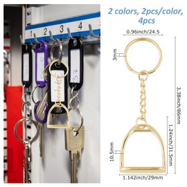 SUPERFINDINGS 4Pcs 2 Colors Horse Tack Keychains Alloy Horseshoe Shaped Keychain Gold Silver Horse Snaffle Bit Key Chain Hanging Pendant Charm Keyrings for Bags Purse DIY Ornament Backpack