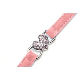 DAIXI Cat Collar, cat collars with Bell and Bling Crystal Heart Charm Cute Pet Supplies (Pink)
