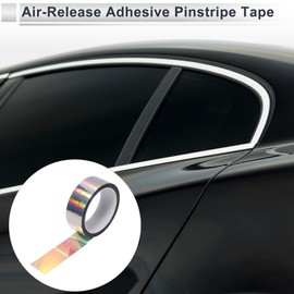 RATCHROLL 1 Roll Universal Air-Release Adhesive Pinstripe Tape Holographic Automotive Pinstriping Tape Chrome Silver Tone 1.57"x164.04ft