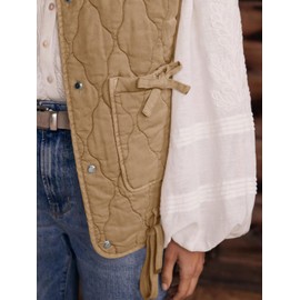 Cicy Bell Womens Puffer Quilted Vest Lightweight Stand Collar Cap Sleeve Jackets Button Down Padded Gilet Winter Outerwear