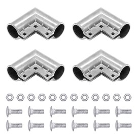 Aluminum Chain Link Fence Gate Corners,Chain Link Fence Parts, Gate Elbow for 1-3/8" x 1-3/8" Outdoor Diameter Pipe,Pressed Gate Corner Include Bolts,4 Packs
