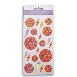 Forever in Time Vinyl Holographic Disco Ball and Lightning Bolt Stickers for Crafts, Scrapbooks, Cards - 21 Pieces