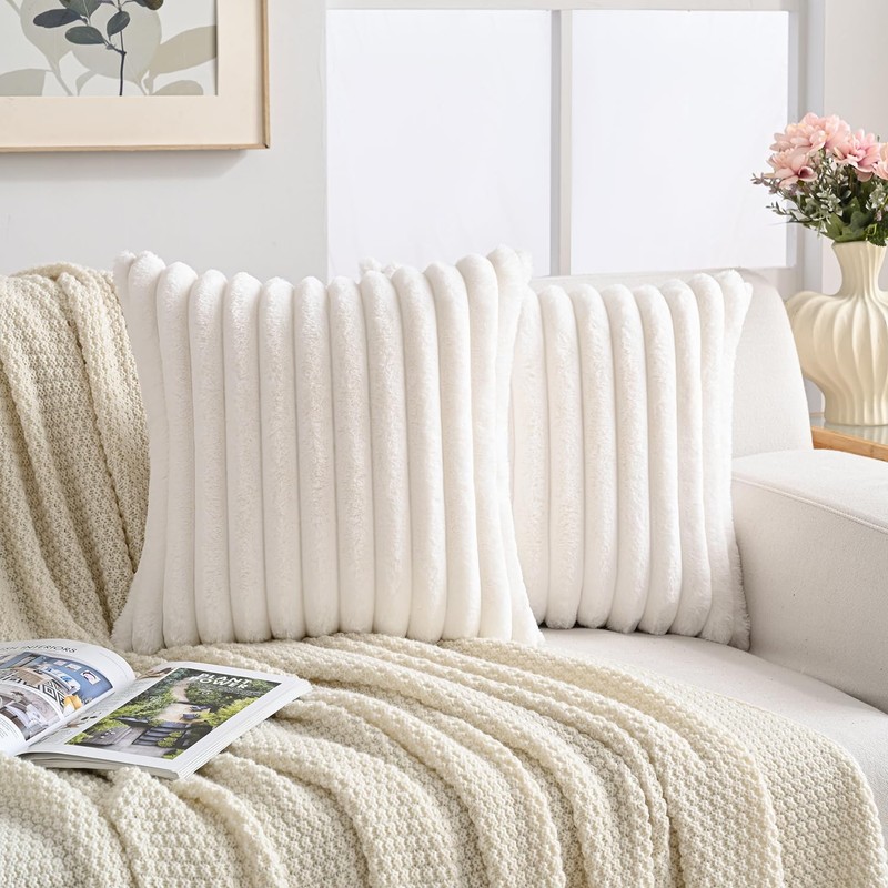 Volcanics Set of 2 Faux Fur Plush Decorative Throw Pillow