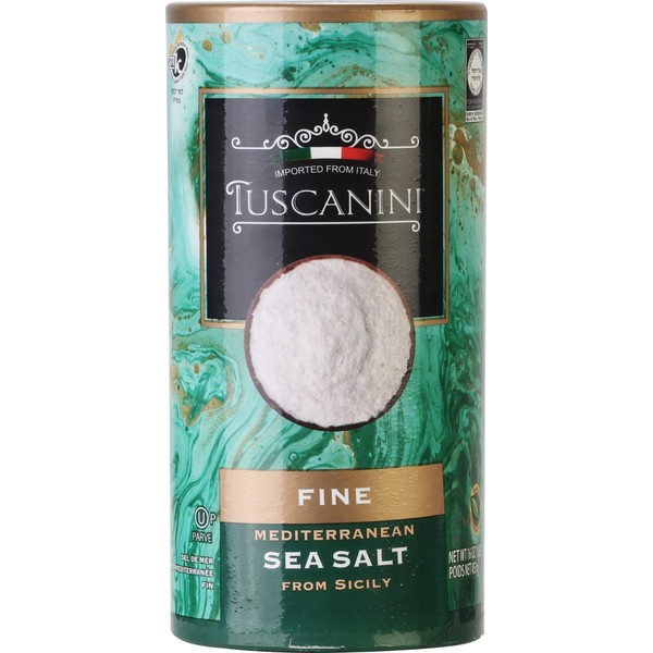 Tuscanini Premium Italian Fine Sea Salt, 16oz Tube, Mediterenian Sea Salt From Sicily Italy