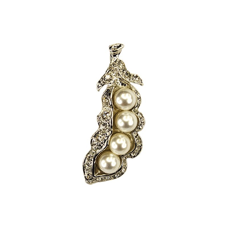 Pendant,Faux Pearls in Rhinestone Pea Pod + CHAIN+GIFT BAG