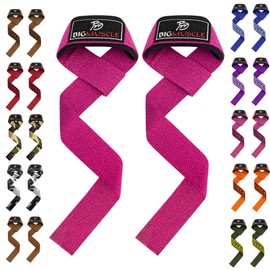 Big Muscle Wrist Straps for Weight Lifting - 24'' Lifting Straps for Weightlifting | Gym Wrist Wraps with Extra Hand Grips Support for Strength Training | Deadlifting (Pink)