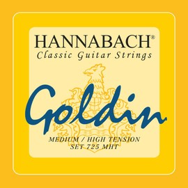 Hannabach 652727 Series 725 Goldin Medium/High Tension String Set for Classic Guitar