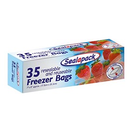 Sealapack Food And Freezer Bags, Resealable & Reuseable Pack Of 35 Bags