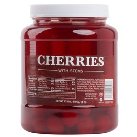 Maraschino Cherries with Stems - 1/2 Gallon