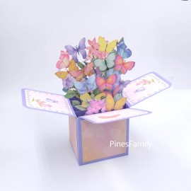 PinesFamily A03-3D Pop Up Flower Box Greeting Card for flower lovers!Birthda
