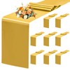 Teruntrue 8 Pack Gold Satin Table Runner, 12 x 72