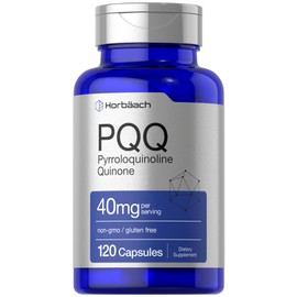 Horbäach PQQ Supplement 40 mg | 120 Capsules | Maximum Strength | Non-GMO and Gluten Free Supplement | Pyrroloquinoline Quinone Disodium Salt