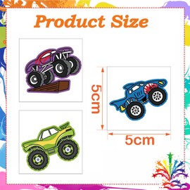 Qpout 60 Pieces Monster Truck Temporary Tattoos for Children, Racing Car, Truck Wheels, Fake Tattoo Stickers for Boys, Racing Car, Birthday Party, Party Favours, Accessories, Decorations