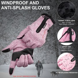 ActFun Winter Gloves, Anti Slip Touchscreen Windproof Cycling Gloves, Warm Gloves Cold Weather Cycling Gloves for Men Women Walking Riding Driving, Pink
