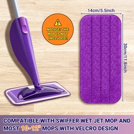 12PCS Reusable Mop Pads Refills Machine Washable Replacement for Wet/Dry Mops Flat Reusable Household Replacement Mop Pad for Hardwood Floor Cleaning Scrubbing Fit Most Mops (Multicolor)