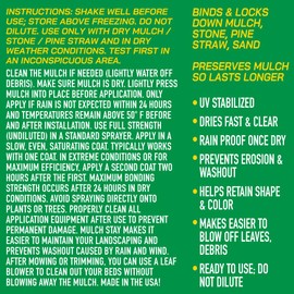 MULCH STAY Mulch Glue, Stone Glue & Preservative for Landscaping. 128 oz. Preserves and Protects ALL Types of Mulch, Stone,and Pine Straw, Lasts up to 2 yrs, Dries Clear, Ready to Use