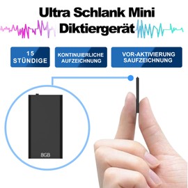 Digital Voice Recorder, 8GB Portable Audio Recorder Device Can Save 97H Files 15H Continuous Recording for Lecture, Meeting,Interview,Class